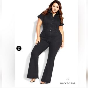 City Chic, bell bottom utility jumpsuit, short sleeve, size 12